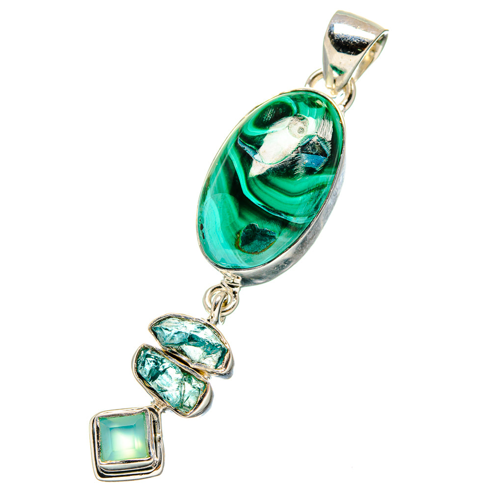 Malachite In Chrysocolla Pendants handcrafted by Ana Silver Co - PD17357