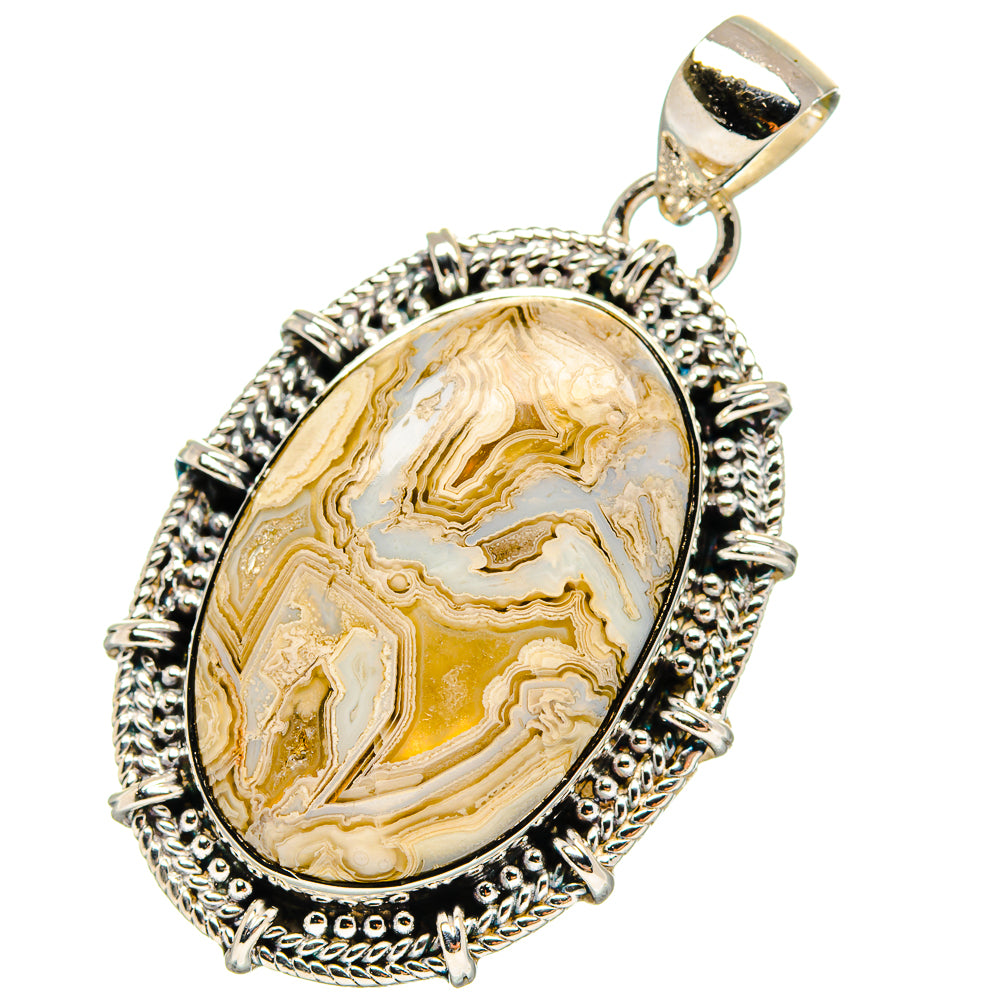 Laguna Lace Agate Pendants handcrafted by Ana Silver Co - PD17361 - Photo 2