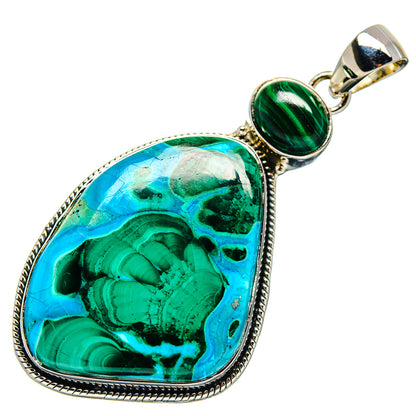 Malachite In Chrysocolla Pendants handcrafted by Ana Silver Co - PD17383