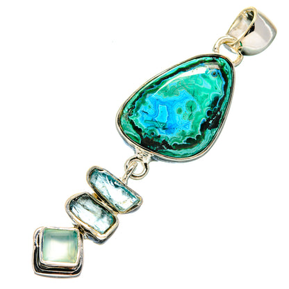 Malachite In Chrysocolla Pendants handcrafted by Ana Silver Co - PD17424