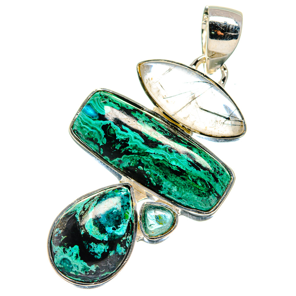 Malachite In Chrysocolla Pendants handcrafted by Ana Silver Co - PD17440