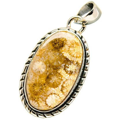 Fossil Coral Pendants handcrafted by Ana Silver Co - PD17662