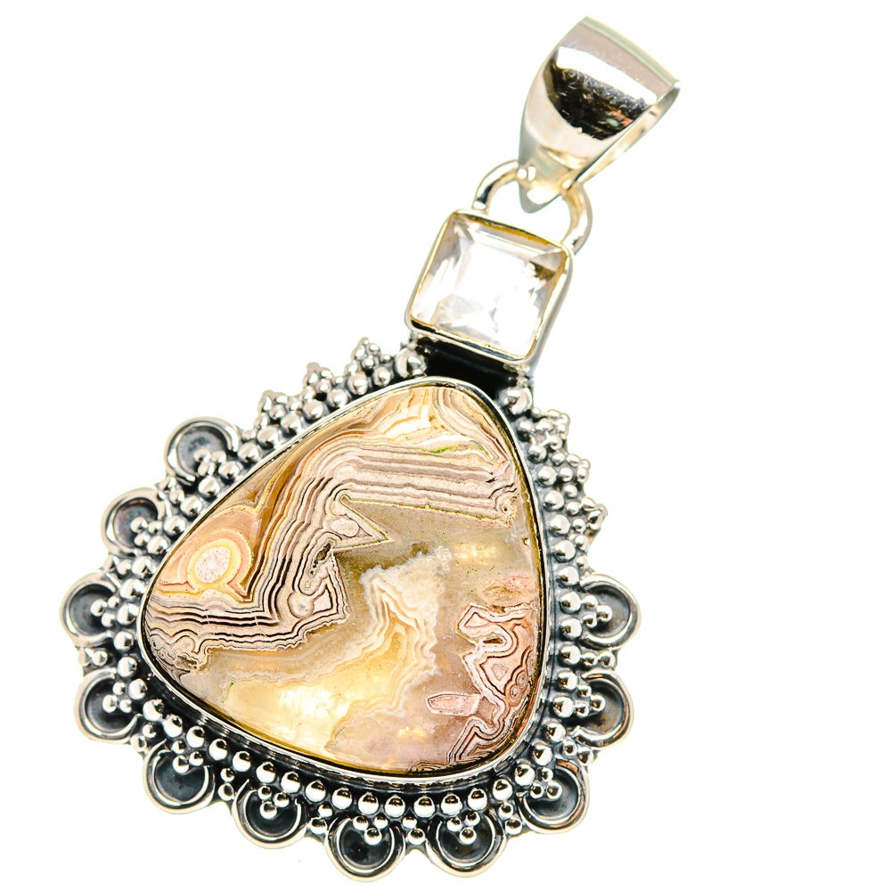 Laguna Lace Agate Pendants handcrafted by Ana Silver Co - PD17677 - Photo 2