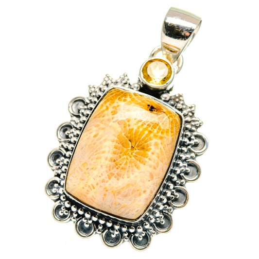 Fossil Coral Pendants handcrafted by Ana Silver Co - PD17740
