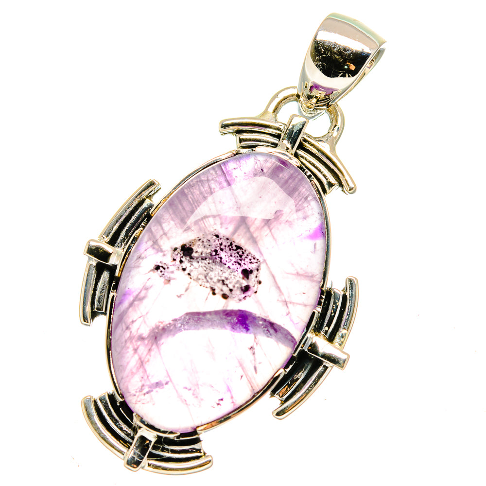 Oval amethyst pendant in 925 sterling silver with purple cabochon gemstone setting