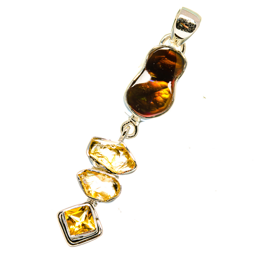 Mexican Fire Agate Pendants handcrafted by Ana Silver Co - PD17912