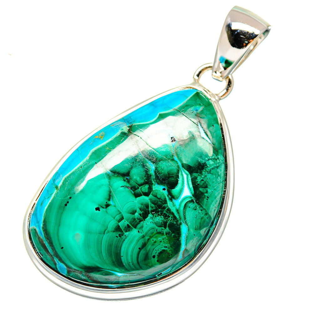 Malachite In Chrysocolla Pendants handcrafted by Ana Silver Co - PD17947