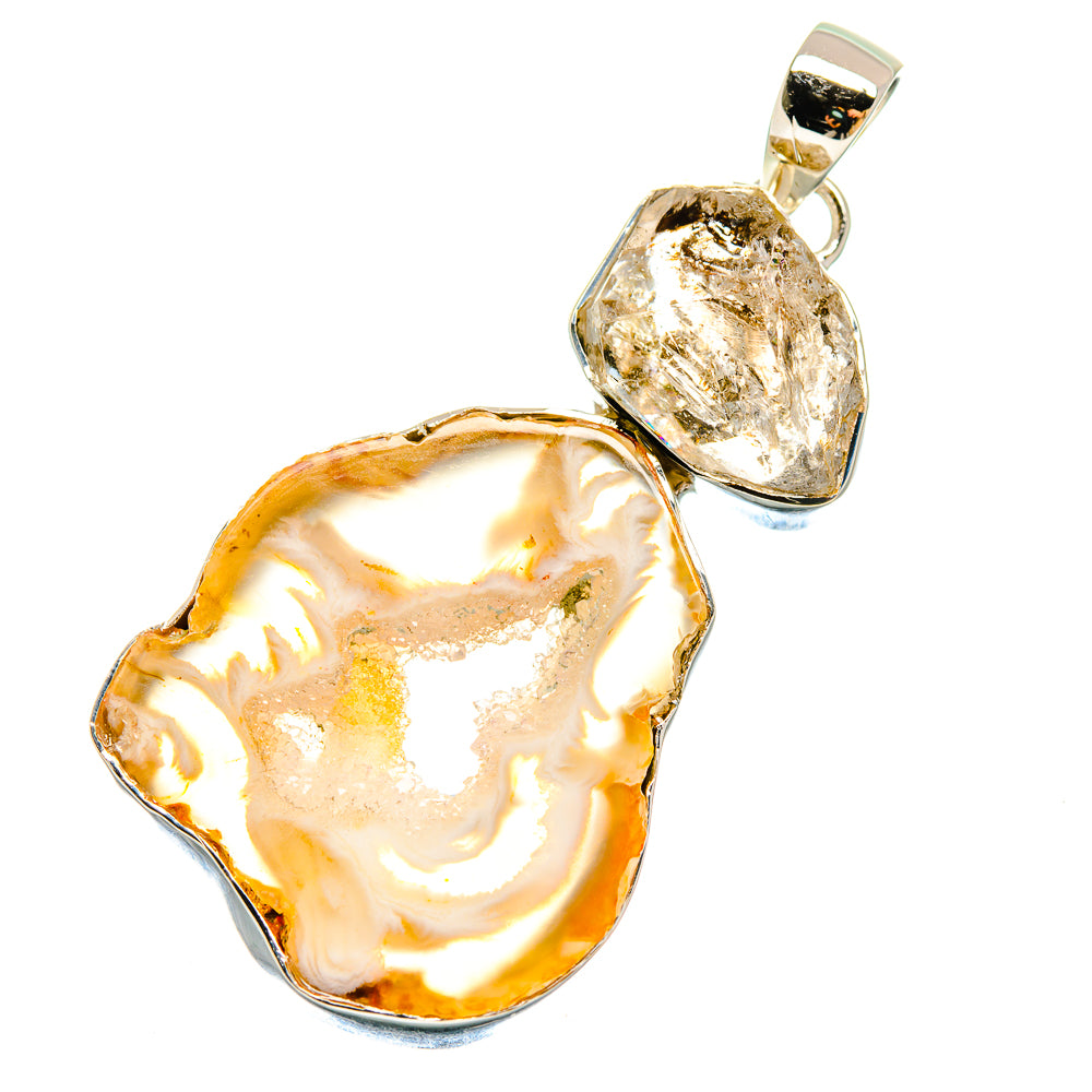 White Geode Slice Pendants handcrafted by Ana Silver Co - PD17995