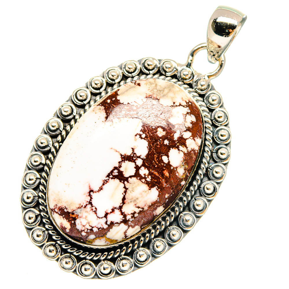 Wild Horse Jasper pendant with oval cabochon in sterling silver bezel