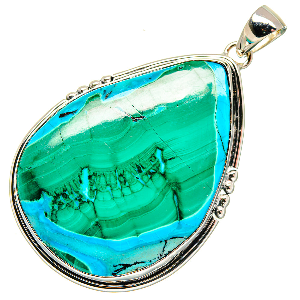 Malachite In Chrysocolla Pendants handcrafted by Ana Silver Co - PD18042