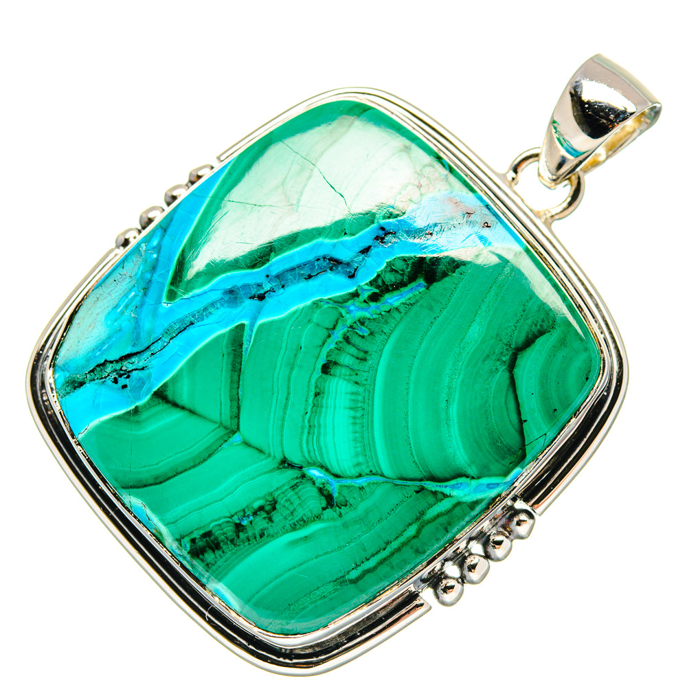 Malachite In Chrysocolla Pendants handcrafted by Ana Silver Co - PD18233