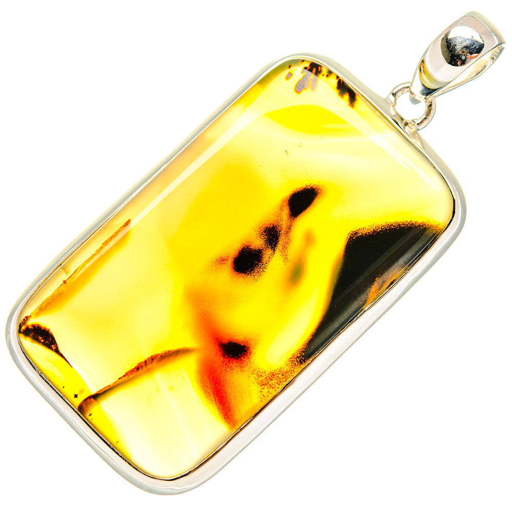 Montana agate pendant with sterling silver bail and amber yellow black mottled stone