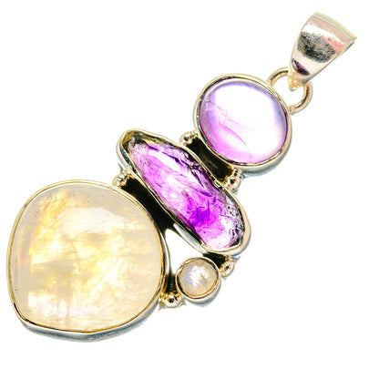 Rainbow Moonstone, Amethyst Pendants handcrafted by Ana Silver Co - PD18279