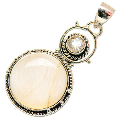 White Scolecite, White Quartz Pendants handcrafted by Ana Silver Co - PD18284