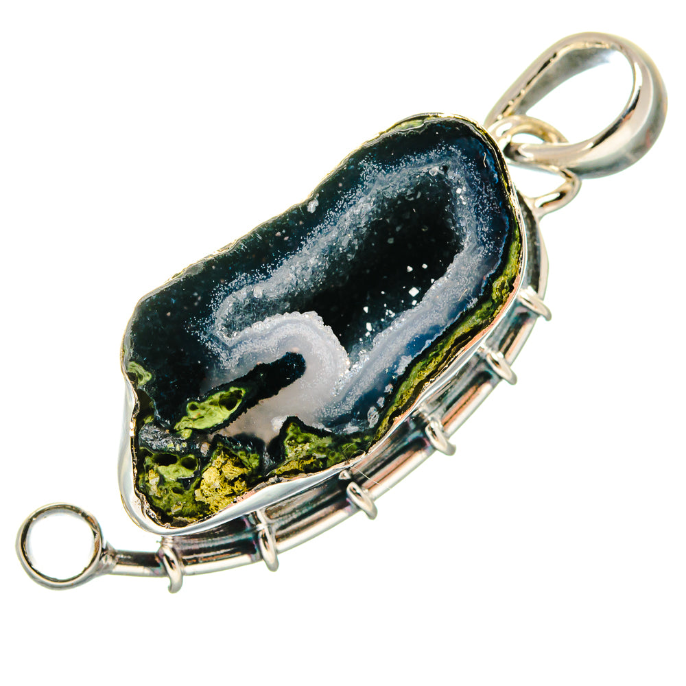 Coconut Geode Druzy, White Quartz Pendants handcrafted by Ana Silver Co - PD18294