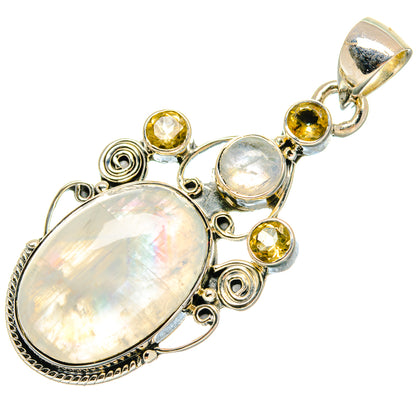 Rainbow Moonstone, Citrine Pendants handcrafted by Ana Silver Co - PD18299