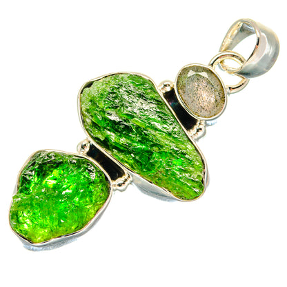Chrome Diopside, Labradorite Pendants handcrafted by Ana Silver Co - PD18308