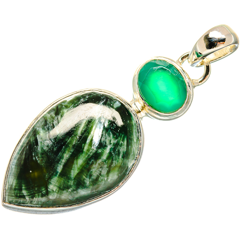 Seraphinite, Green Onyx Pendants handcrafted by Ana Silver Co - PD18326