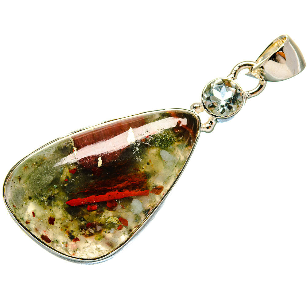 Bloodstone, Blue Topaz Pendants handcrafted by Ana Silver Co - PD18327