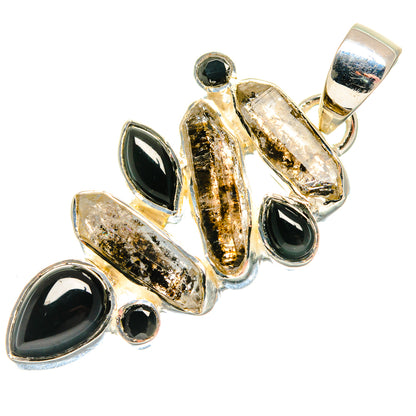 Herkimer Diamond, Black Onyx Pendants handcrafted by Ana Silver Co - PD18353