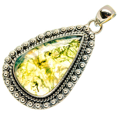 Green Moss Agate Pendants handcrafted by Ana Silver Co - PD18355