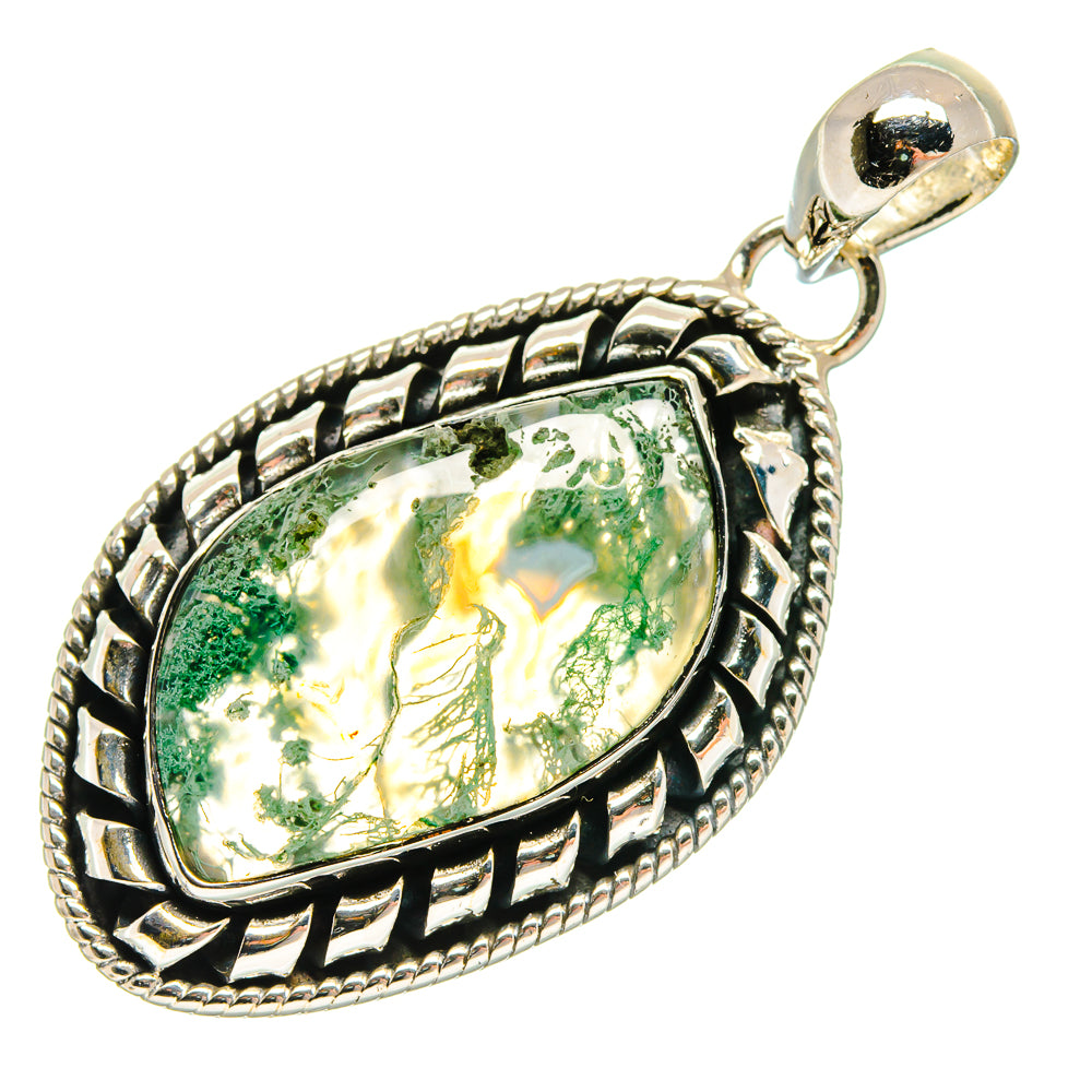 Green Moss Agate Pendants handcrafted by Ana Silver Co - PD18358