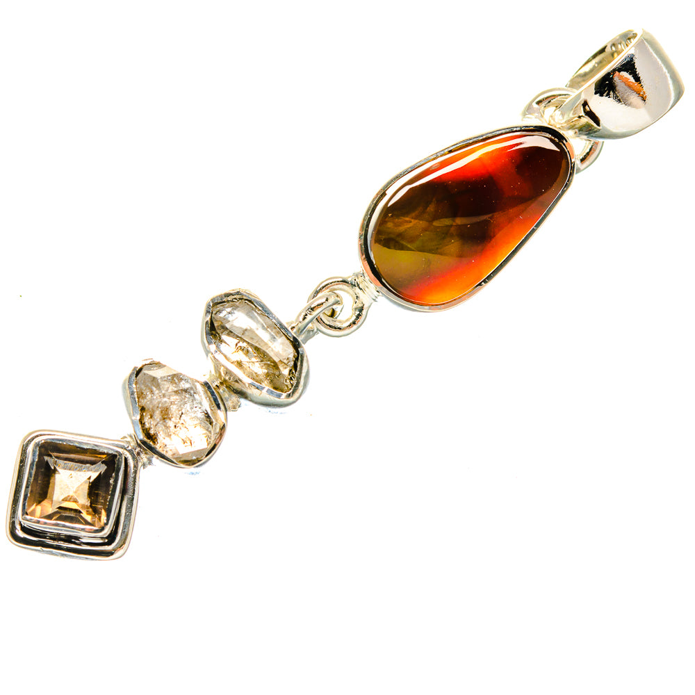 Mexican Fire Opal Pendants handcrafted by Ana Silver Co - PD18508