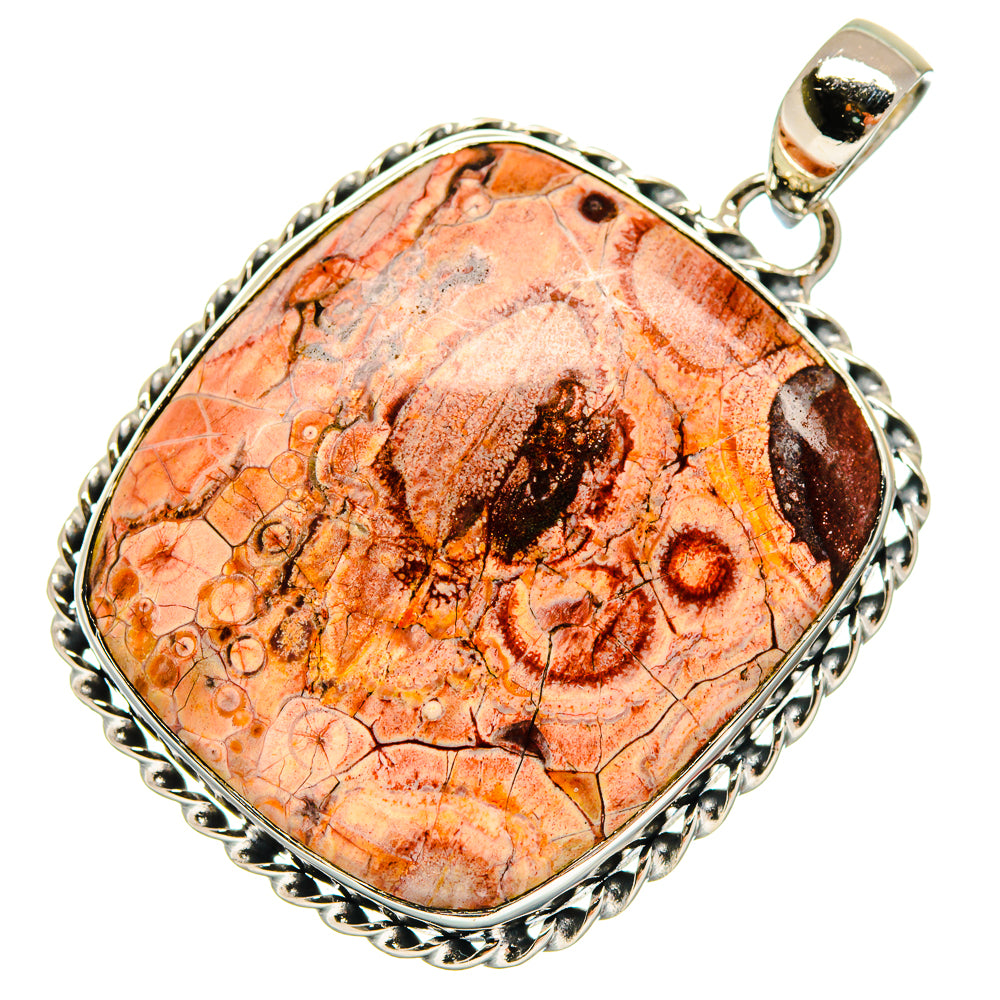 Poppy Jasper sterling silver pendant, faceted bezel teardrop stone