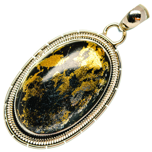 Pyrite In Black Onyx Pendants handcrafted by Ana Silver Co - PD18570