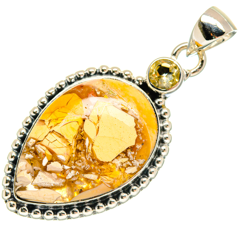 Brecciated Mookaite, Citrine Pendants handcrafted by Ana Silver Co - PD18605
