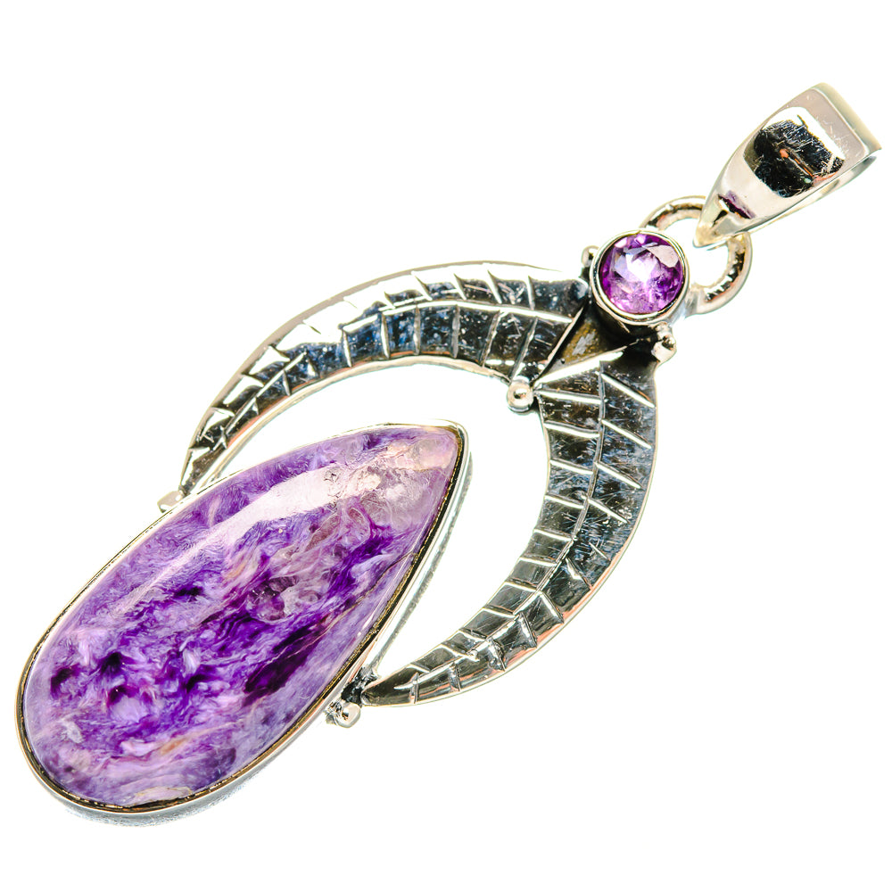 Charoite, Amethyst Pendants handcrafted by Ana Silver Co - PD18613