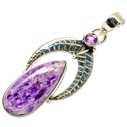Charoite, Amethyst Pendants handcrafted by Ana Silver Co - PD18613