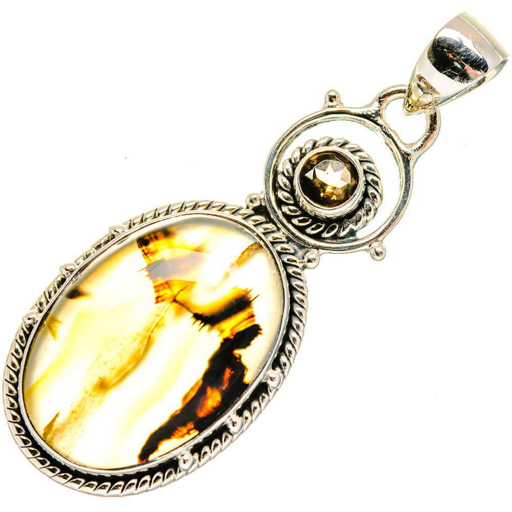 Montana Agate, Smoky Quartz Pendants handcrafted by Ana Silver Co - PD18654