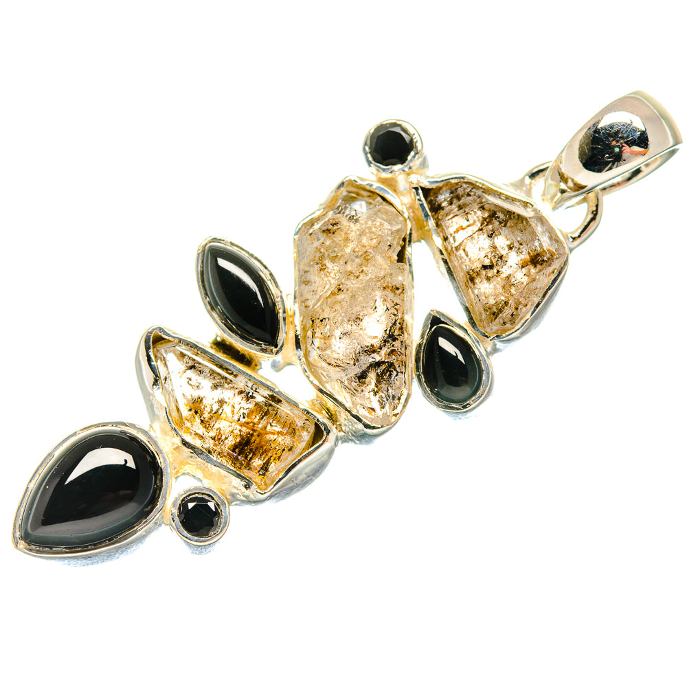 Herkimer Diamond, Black Onyx Pendants handcrafted by Ana Silver Co - PD18656