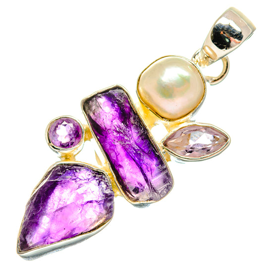 Amethyst, Cultured Pearl Pendants handcrafted by Ana Silver Co - PD18657