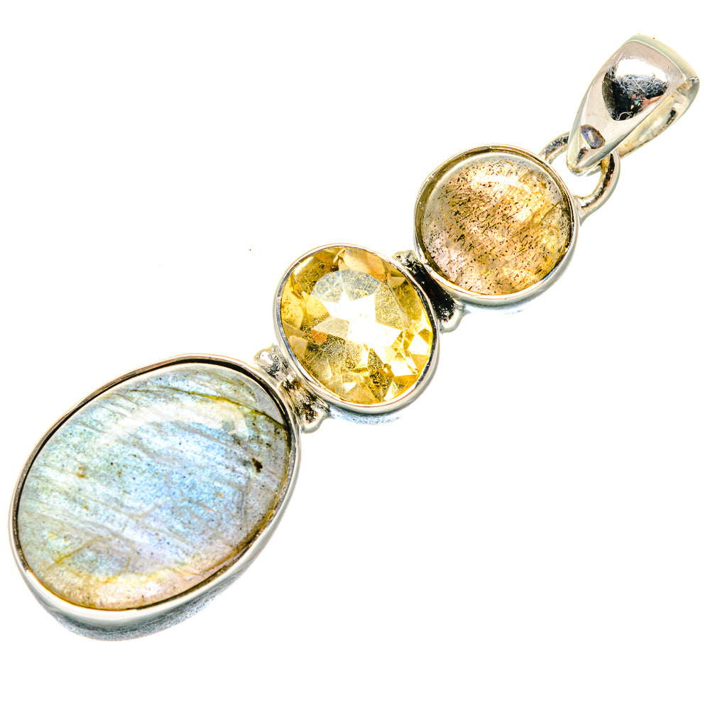 Labradorite, Citrine Pendants handcrafted by Ana Silver Co - PD18660