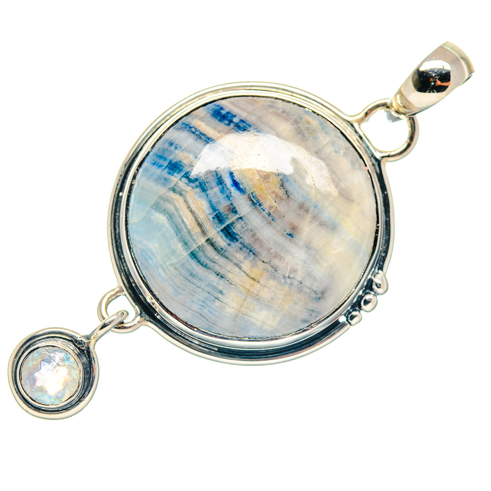 Blue Scheelite, Rainbow Moonstone Pendants handcrafted by Ana Silver Co - PD18701