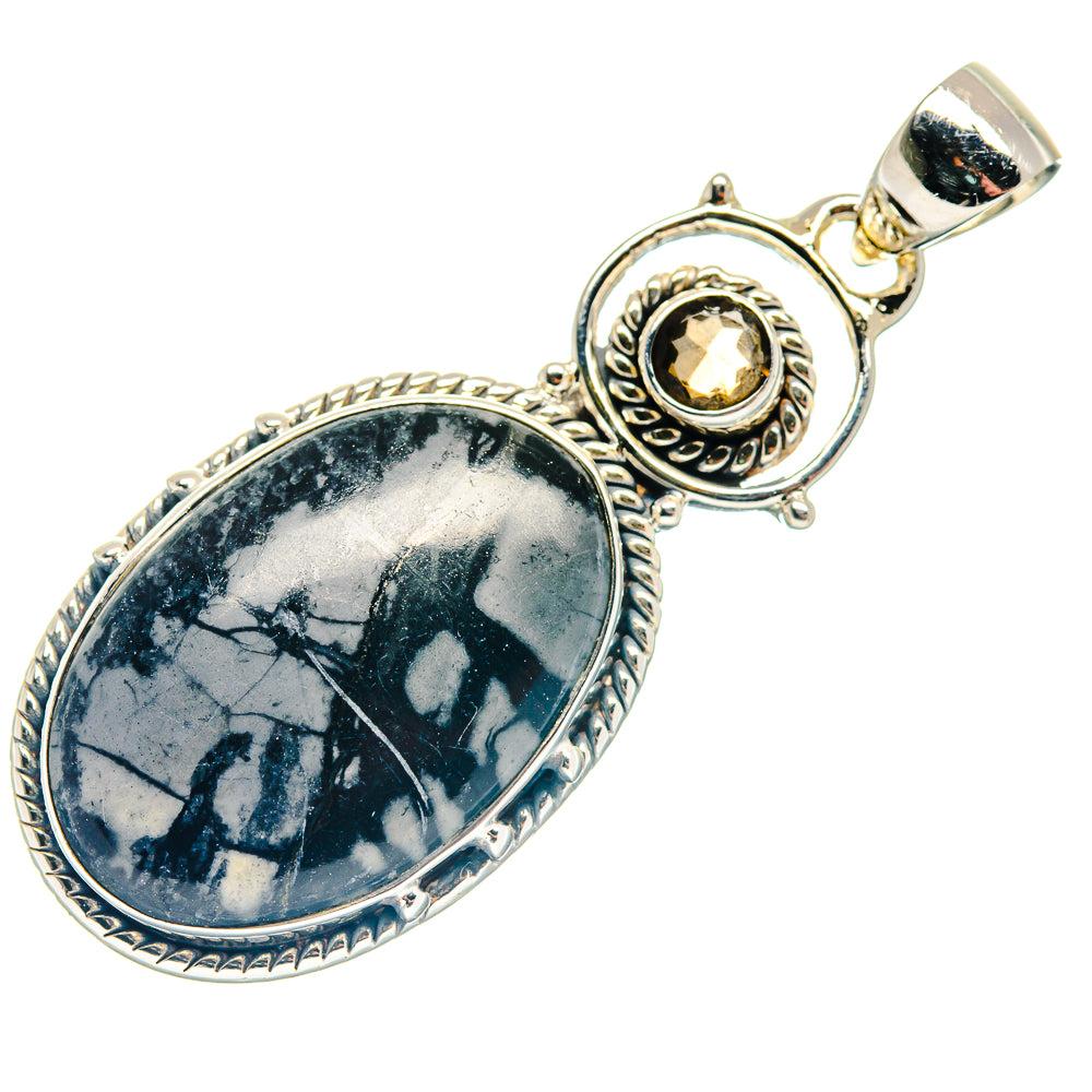 Picasso Jasper, Smoky Quartz Pendants handcrafted by Ana Silver Co - PD18719