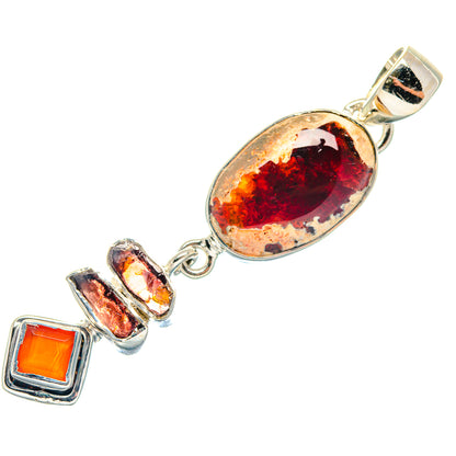 Mexican Fire Opal Pendants handcrafted by Ana Silver Co - PD18792
