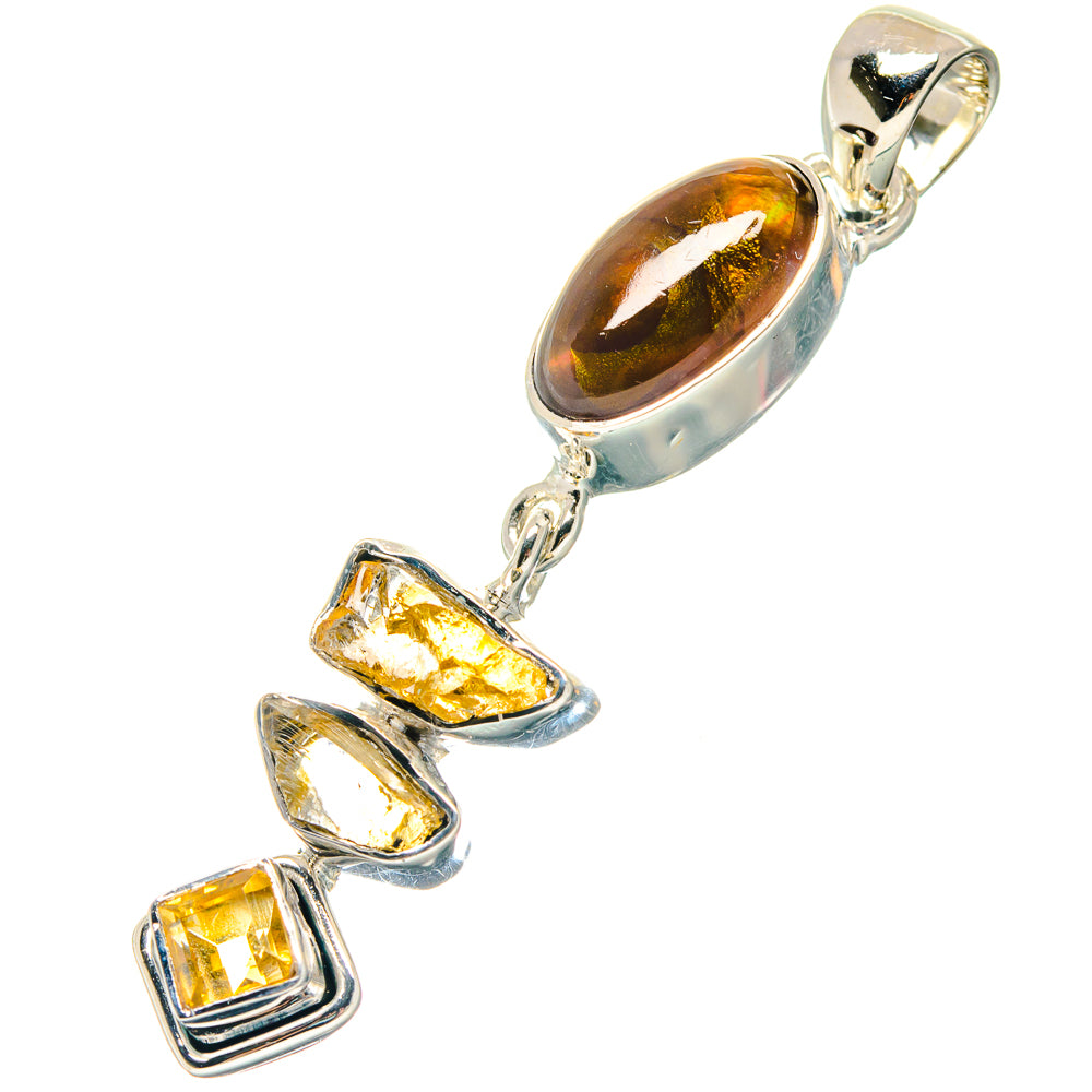 Mexican Fire Opal Pendants handcrafted by Ana Silver Co - PD19058