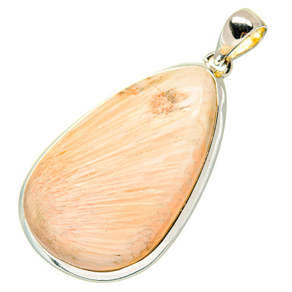 Peach teardrop gemstone pendant with sterling silver bail and bezel