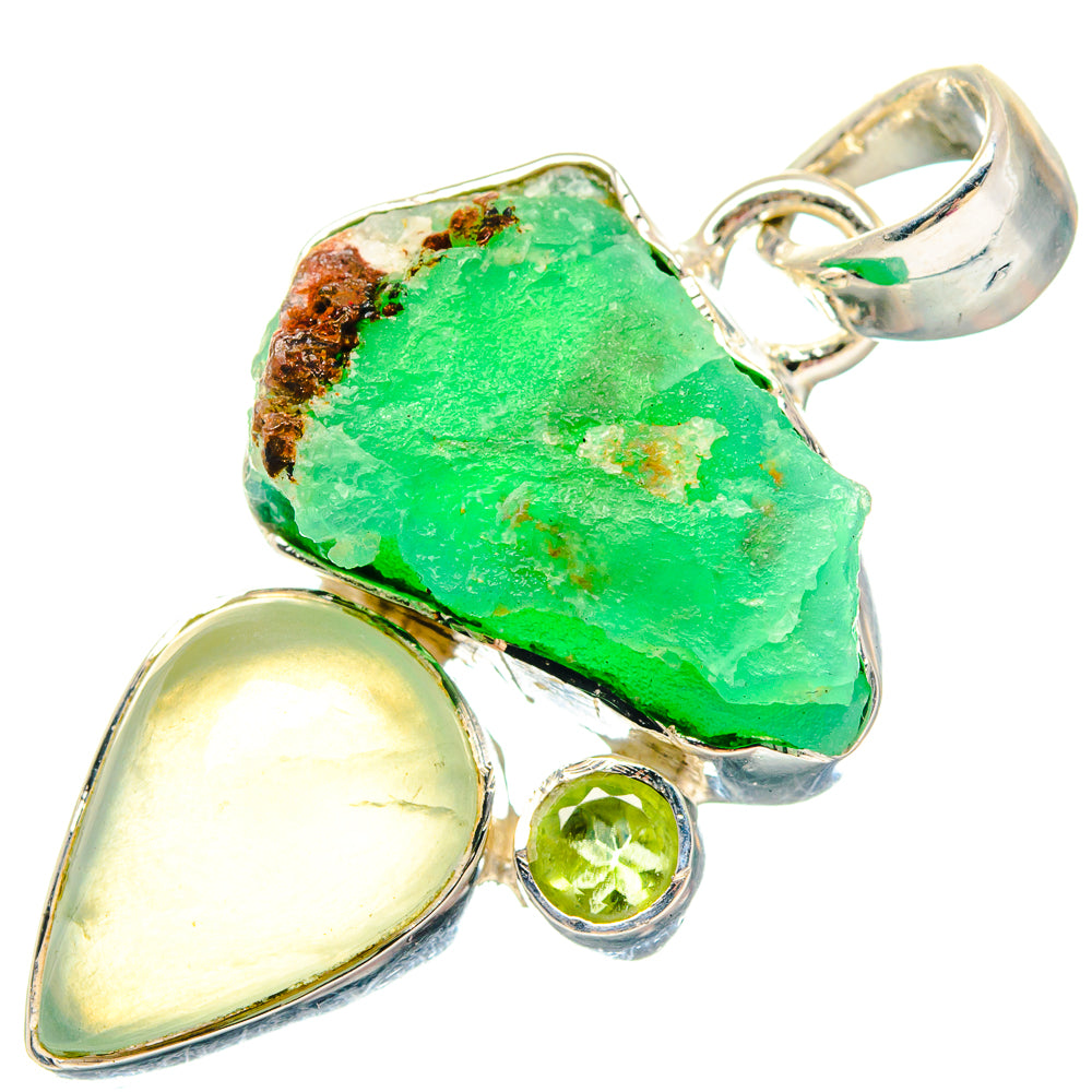 Tibetan Turquoise, Green Amethyst, Prehnite, Peridot Pendants handcrafted by Ana Silver Co - PD19619