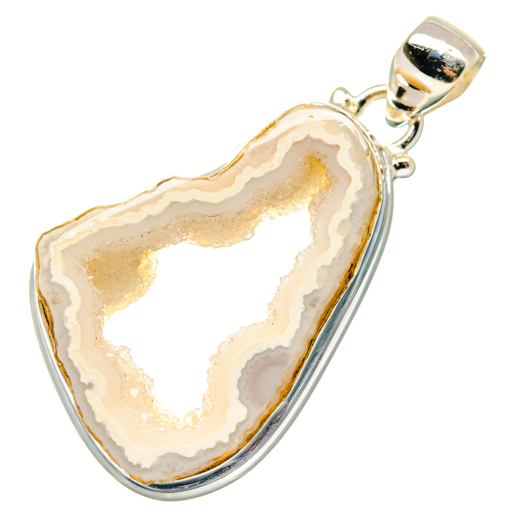 White Geode Slice Pendants handcrafted by Ana Silver Co - PD19834