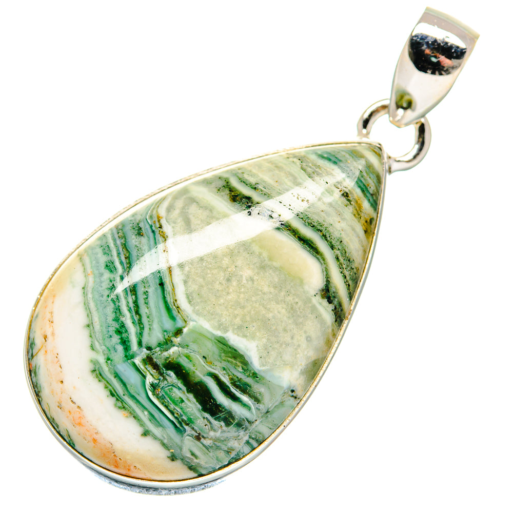 Ocean jasper teardrop pendant in 925 sterling silver bezel, silver bail
