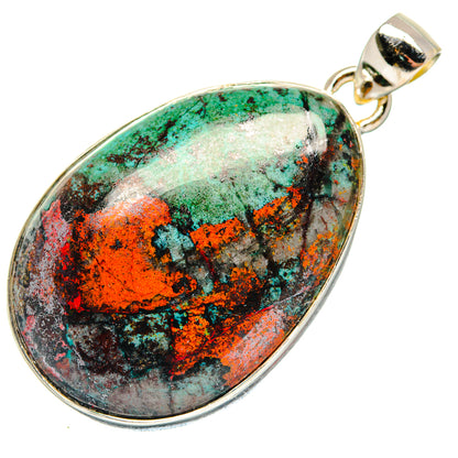 Sterling silver teardrop pendant with multicolor Sonora sunrise stone and loop bail