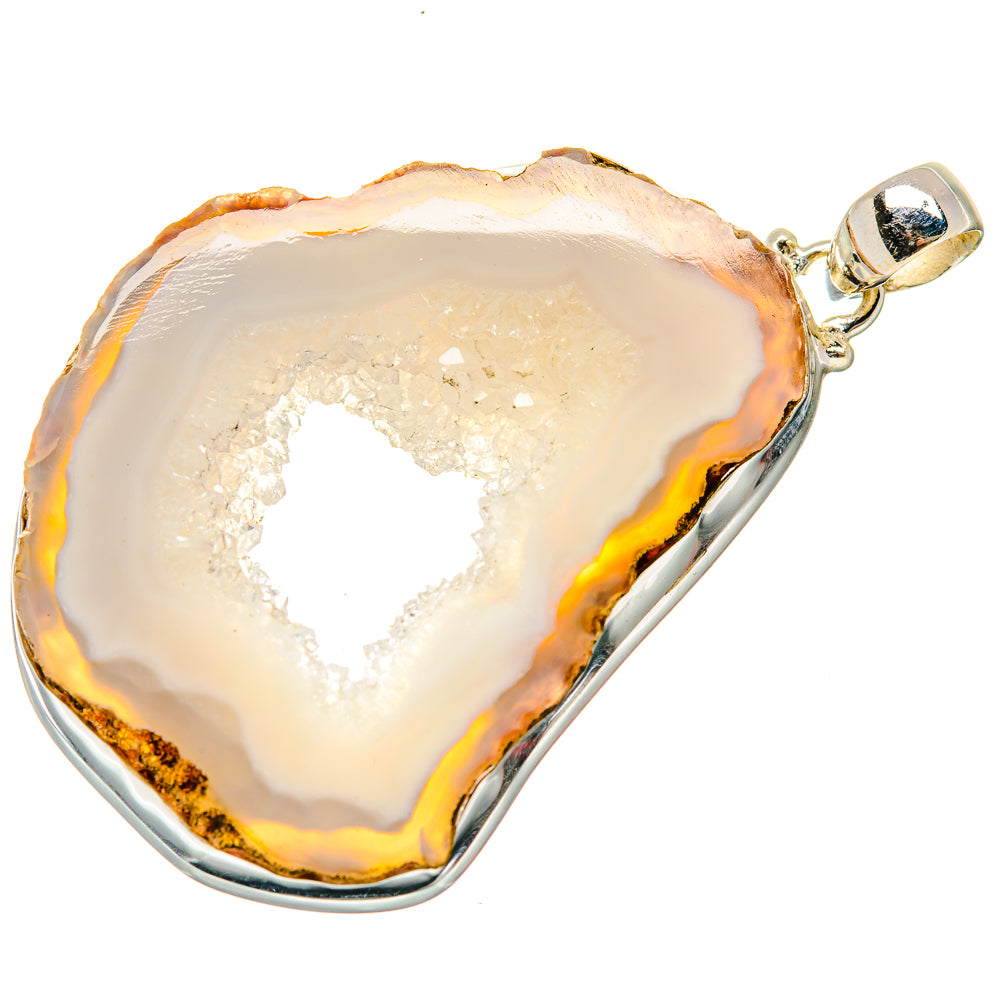 White Geode Slice Pendants handcrafted by Ana Silver Co - PD19970
