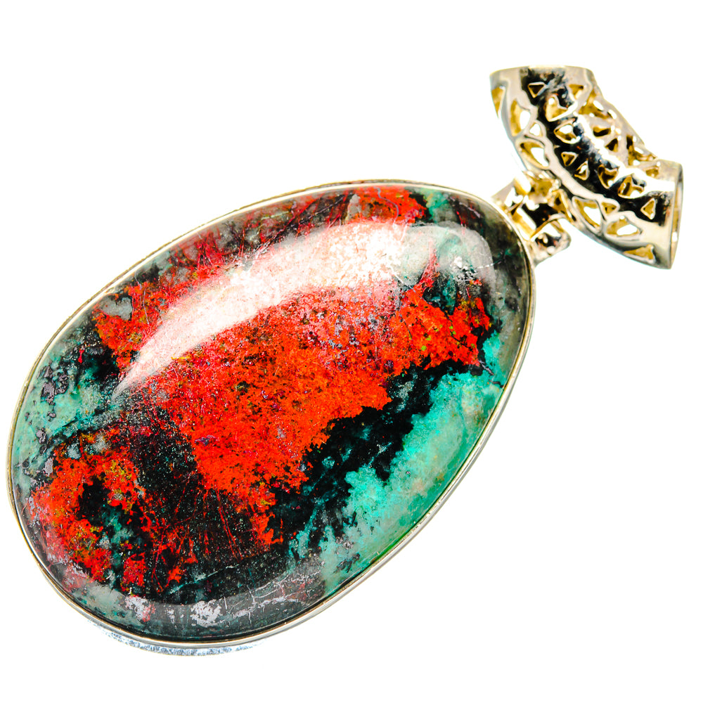 Sonora Sunrise oval pendant in 925 sterling silver with colorful red turquoise stone