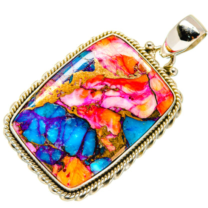 Kingman Pink Dahlia Turquoise Pendants handcrafted by Ana Silver Co - PD20005