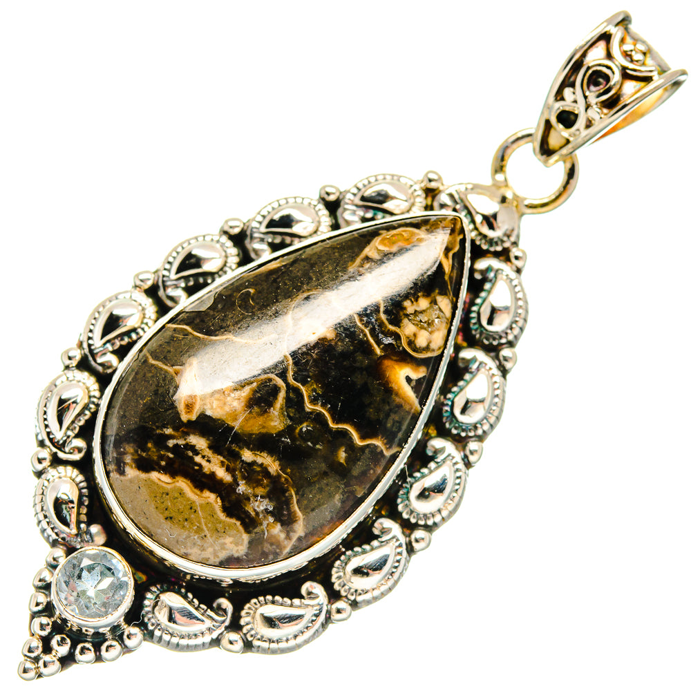 Turritella Agate Pendants handcrafted by Ana Silver Co - PD20013