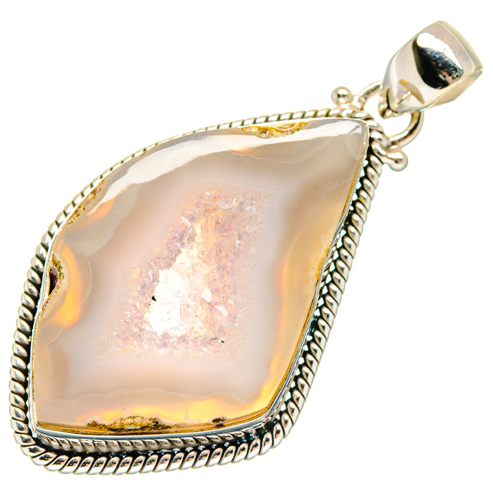 White Geode Slice Pendants handcrafted by Ana Silver Co - PD20014